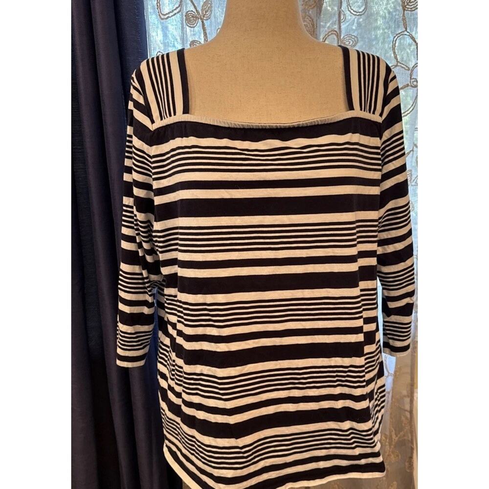 Talbots Square Neck 3/4 Sleeve T-shirt Size 2X 100% Cotton